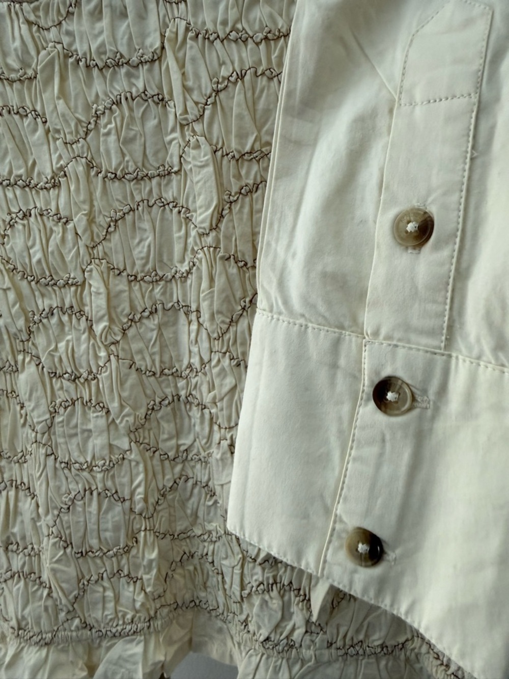 Damson Madder Natural Elliana Smocked Organic Cotton Cardigan - Picture 7 of 10
